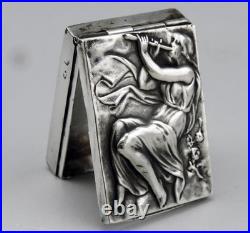 Art Nouveau rare boite à pilules en argent massif silver poinçon Espagne