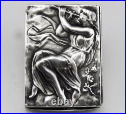 Art Nouveau rare boite à pilules en argent massif silver poinçon Espagne