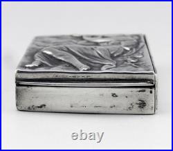 Art Nouveau rare boite à pilules en argent massif silver poinçon Espagne
