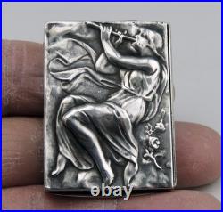 Art Nouveau rare boite à pilules en argent massif silver poinçon Espagne