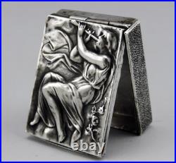 Art Nouveau rare boite à pilules en argent massif silver poinçon Espagne