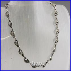 Art déco Ancien Collier ras cou en argent massif et marcassites poinçon Belgique