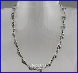 Art déco Ancien Collier ras cou en argent massif et marcassites poinçon Belgique