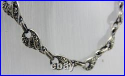 Art déco Ancien Collier ras cou en argent massif et marcassites poinçon Belgique