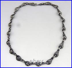 Art déco Ancien Collier ras cou en argent massif et marcassites poinçon Belgique