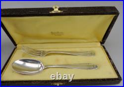 Art déco ancien Couvert d'enfant en argent massif poinçon minerve avec coffret