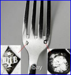 Art déco ancien Couvert d'enfant en argent massif poinçon minerve avec coffret