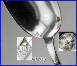 Art déco ancien Couvert d'enfant en argent massif poinçon minerve avec coffret