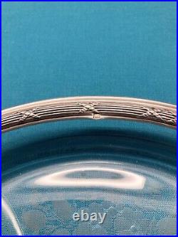 Assiette plat rond ARGENT MASSIF poinçonné MINERVE & cristal décor ruban 1