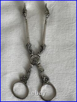 -BELLE PINCE A SUCRE FORME CISEAUX en ARGENT MASSIF XIXe poinçon MINERVE