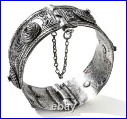 BRACELET ARGENT MASSIF MAROC ETHNIQUE POINÇON TÊTE DE BÉLIER 100g