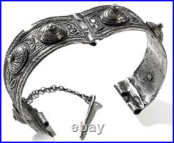 BRACELET ARGENT MASSIF MAROC ETHNIQUE POINÇON TÊTE DE BÉLIER 100g