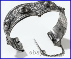 BRACELET ARGENT MASSIF MAROC ETHNIQUE POINÇON TÊTE DE BÉLIER 100g