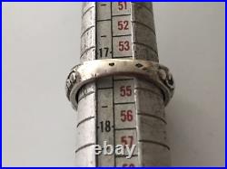 Bague Argent Massif Turquoise Ancienne Antique Floral 19ème Taille 54.5 Poinçon