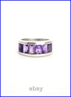 Bague Argent Massif sertie d'Améthyste baguettes Poinçon Argent et Orfèvre