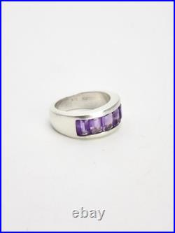 Bague Argent Massif sertie d'Améthyste baguettes Poinçon Argent et Orfèvre