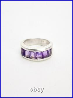 Bague Argent Massif sertie d'Améthyste baguettes Poinçon Argent et Orfèvre