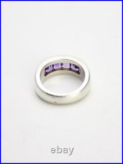 Bague Argent Massif sertie d'Améthyste baguettes Poinçon Argent et Orfèvre