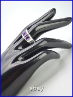 Bague Argent Massif sertie d'Améthyste baguettes Poinçon Argent et Orfèvre