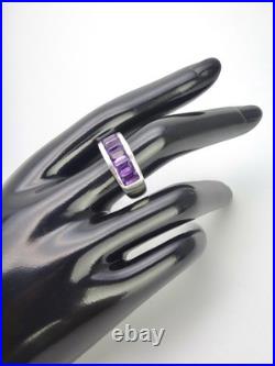 Bague Argent Massif sertie d'Améthyste baguettes Poinçon Argent et Orfèvre