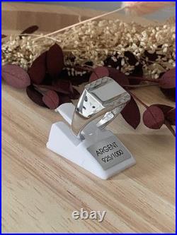 Bague Chevalière Argent Massif 925/1000 Rhodié, Poinçonné Tailles Choix 52 à 70