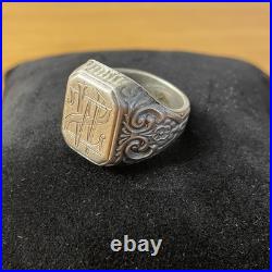 Bague Chevalière Vintage Argent Massif 830S Poinçon Scandinave Monogramme WZ