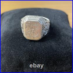 Bague Chevalière Vintage Argent Massif 830S Poinçon Scandinave Monogramme WZ