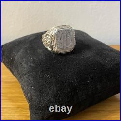 Bague Chevalière Vintage Argent Massif 830S Poinçon Scandinave Monogramme WZ