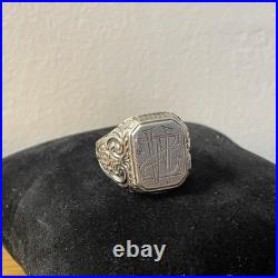Bague Chevalière Vintage Argent Massif 830S Poinçon Scandinave Monogramme WZ