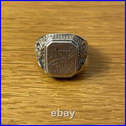 Bague Chevalière Vintage Argent Massif 830S Poinçon Scandinave Monogramme WZ
