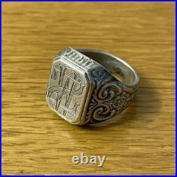 Bague Chevalière Vintage Argent Massif 830S Poinçon Scandinave Monogramme WZ