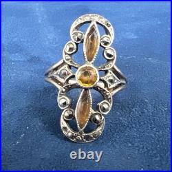 Bague ancienne XIXe argent massif or 18k poinçon tête d'aigle taille 53, 4gr