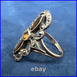 Bague ancienne XIXe argent massif or 18k poinçon tête d'aigle taille 53, 4gr