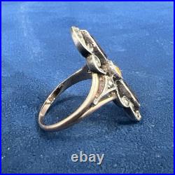 Bague ancienne XIXe argent massif or 18k poinçon tête d'aigle taille 53, 4gr