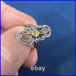 Bague ancienne XIXe argent massif or 18k poinçon tête d'aigle taille 53, 4gr