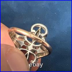 Bague ancienne XIXe argent massif or 18k poinçon tête d'aigle taille 53, 4gr