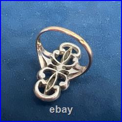 Bague ancienne XIXe argent massif or 18k poinçon tête d'aigle taille 53, 4gr