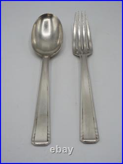 Beau Couvert Bapteme Argent Massif Poincon Minerve Aucune Initiales Art Deco