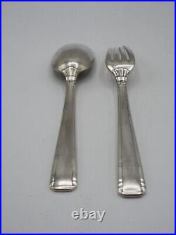 Beau Couvert Bapteme Argent Massif Poincon Minerve Aucune Initiales Art Deco