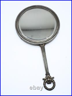 Beau Face A Main En Argent Massif Poincon Minerve Miroir Bois Style Empire