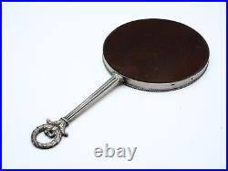 Beau Face A Main En Argent Massif Poincon Minerve Miroir Bois Style Empire