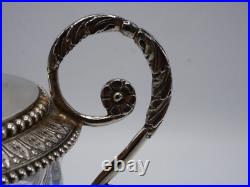 Beau Moutardier En Argent Massif Poincon Vieillard Paris 1819 Et Cristal