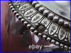 Beau Moutardier En Argent Massif Poincon Vieillard Paris 1819 Et Cristal
