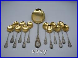 Beau Service A Glace 13 Pcs Argent Massif Poincon Minerve Decor Louis XV