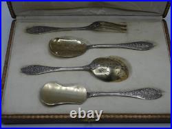 Beau Service A Hors D Oeuvres 4 Pieces Argent Massif Poincon Minerve Art Nouveau