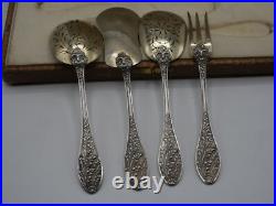 Beau Service A Hors D Oeuvres 4 Pieces Argent Massif Poincon Minerve Art Nouveau