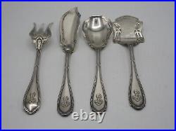 Beau Service A Hors D Oeuvres 4 Pieces En Argent Massif Poincon Minerve Rubans