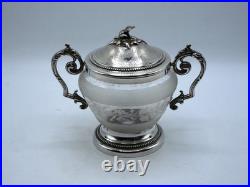 Beau Sucrier En Argent Massif Et Cristal Poincon Minerve 1 Er Titre