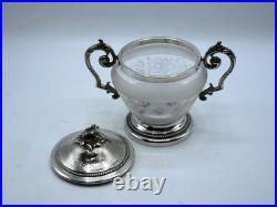 Beau Sucrier En Argent Massif Et Cristal Poincon Minerve 1 Er Titre