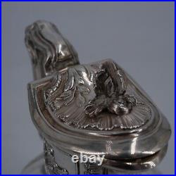 Belle Aiguiere En Argent Massif Poincon Minerve Decor Louis XV Et Verre